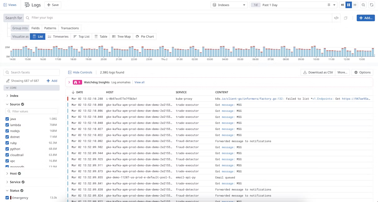 Datadog - Log Explorer Page