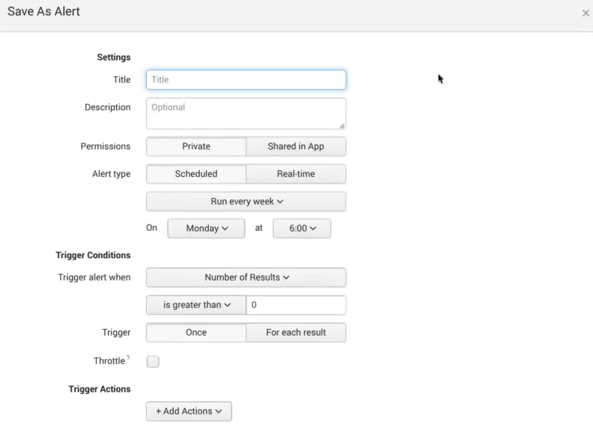 Alert setting in Splunk