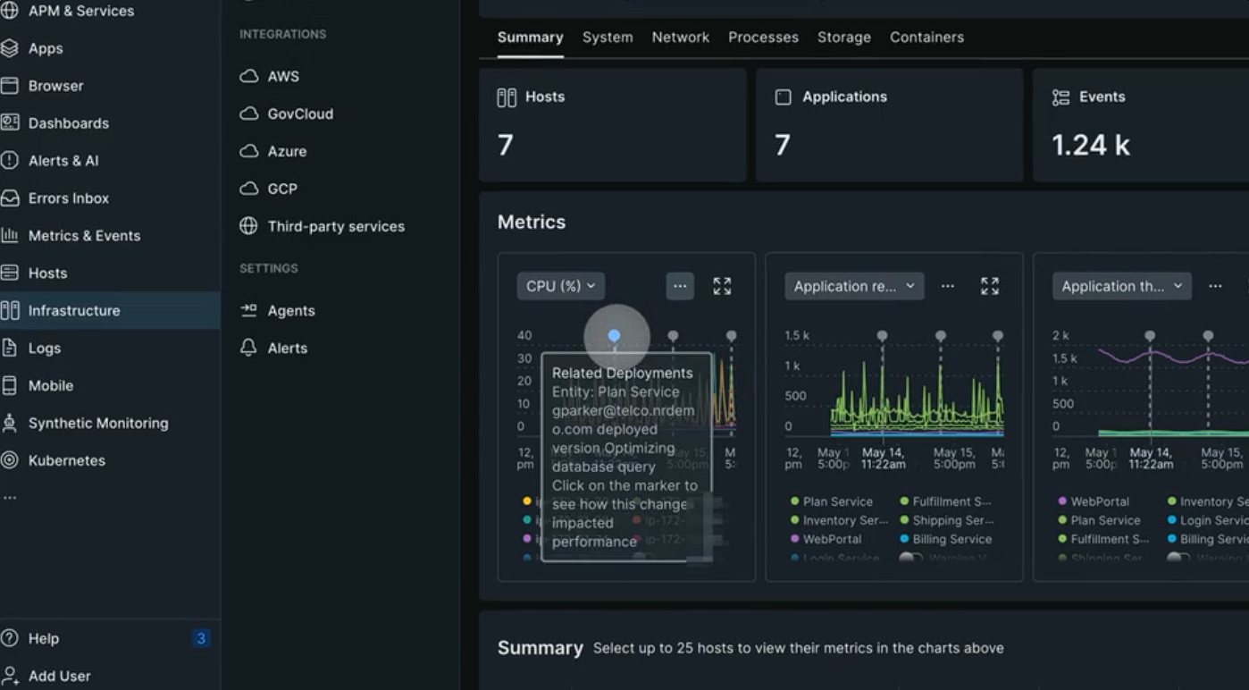 New Relic infrastructure monitoring