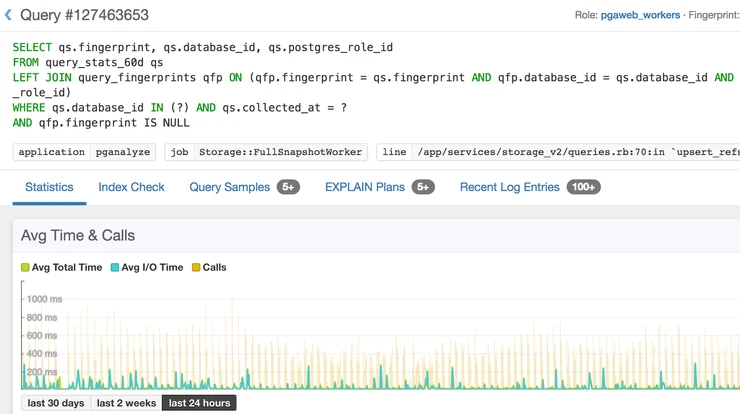 Postgres query analysis with pganalyze