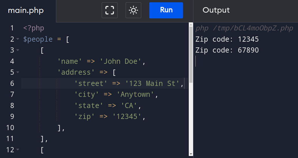 destructuring assignment in php