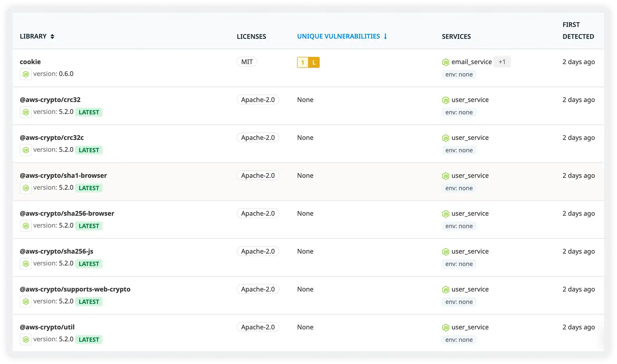 Vulnerability library